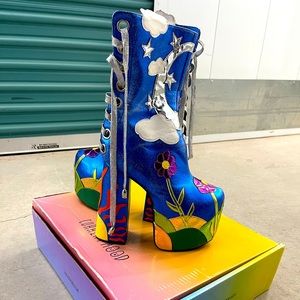 Current Mood | Shoes | Current Mood Blue Landscape Platform Boots | Poshmark